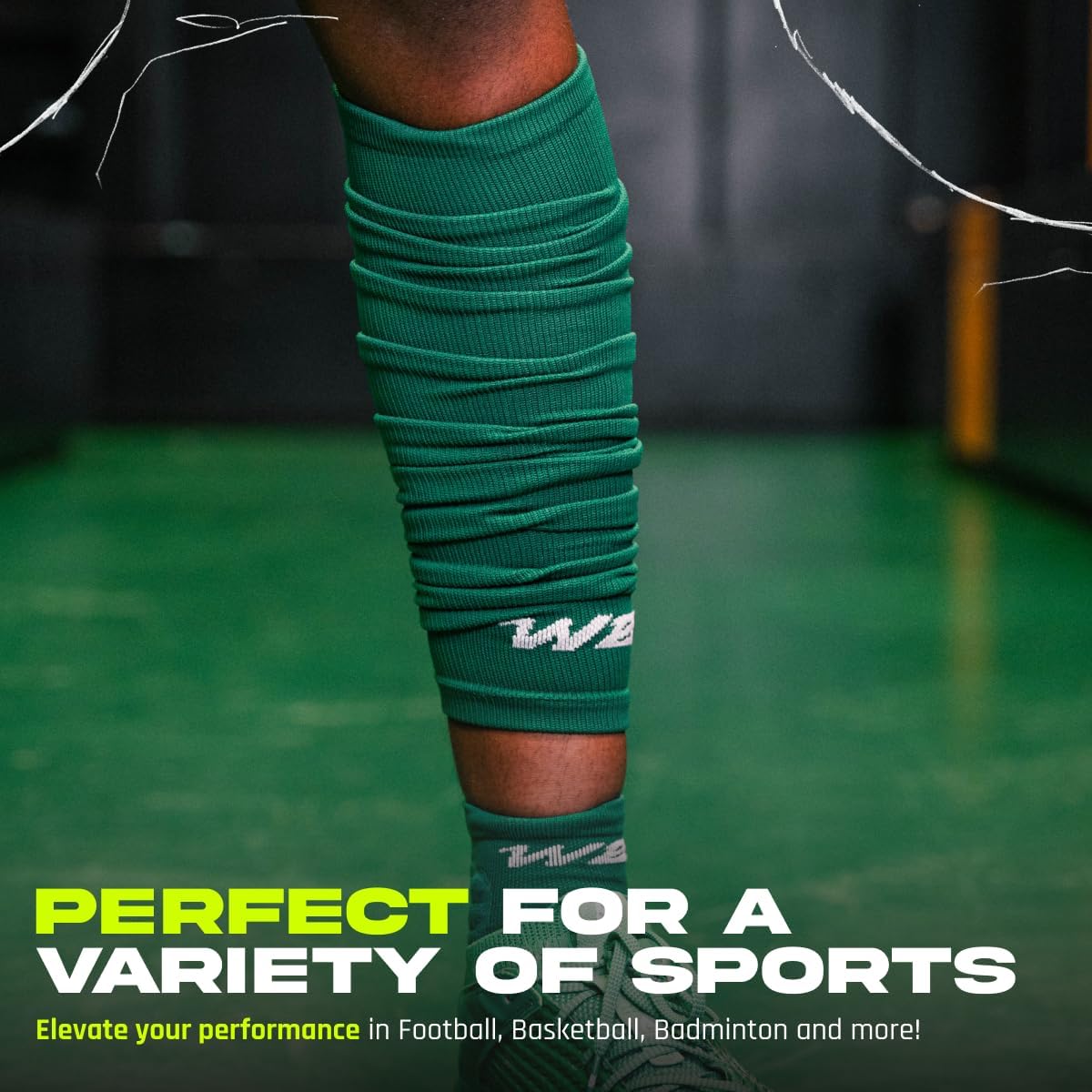 We Ball Sports Football Leg Sleeves Calf Compression for Men, Athletic Shin Splint Support - One Pair (Black)
