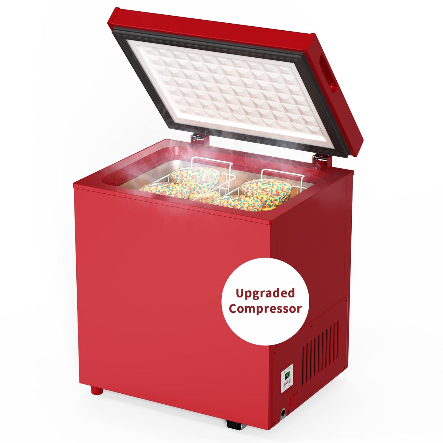 Northair Chest Freezer Low temperature quick freeze 14℉ to -40℉ Compact Freezer - 2 Removable Baskets Match Day Parties, Home Bar Game Day &Soccer Party (Red, 1.8 Cubic Feet)