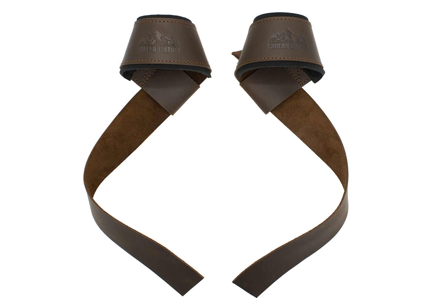 Andean Leather, Leather Lifting Straps for Weightlifting, Bodybuilding, Powerlifting, Strength Training, & Deadlifts - Padded Neoprene with Full Grain Leather