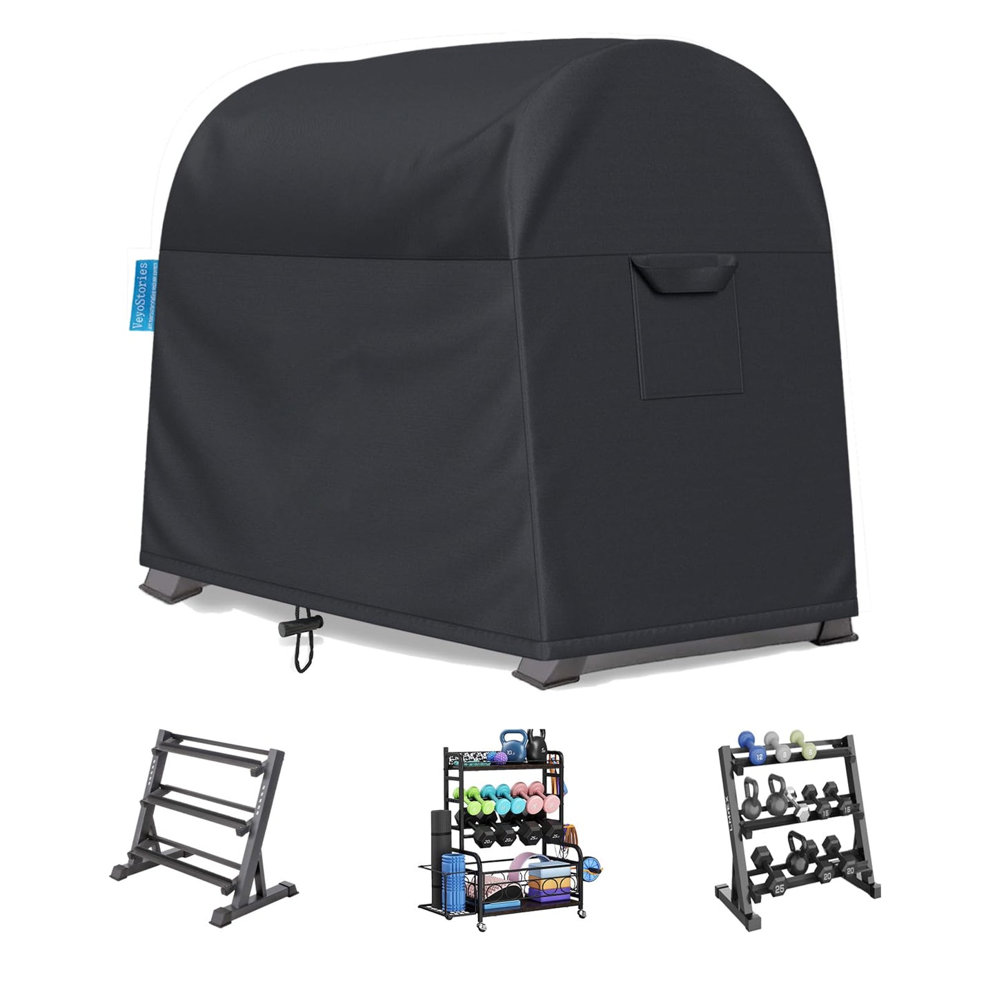 VeyoStories Dumbbell Rack Dust Cover, Outdoor Weight Rack Cover, Fits 3 Tier & Large Dumbbell Weight Rack, Waterproof &Dustproof, Protection for Your Dumbbell Weight Fitness Equipment.