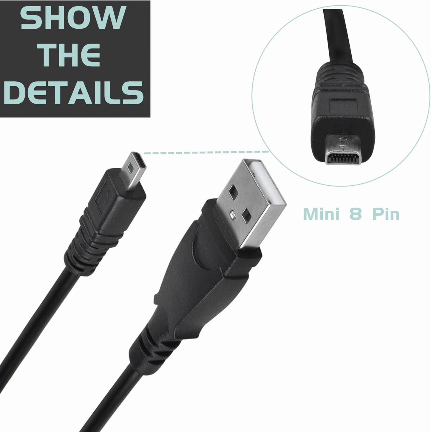 3.3ft Mini-8pin DSLR-A900 A900 USB PC Data Sync Cable Cord for Sony Camera Alpha K DSLR Kit