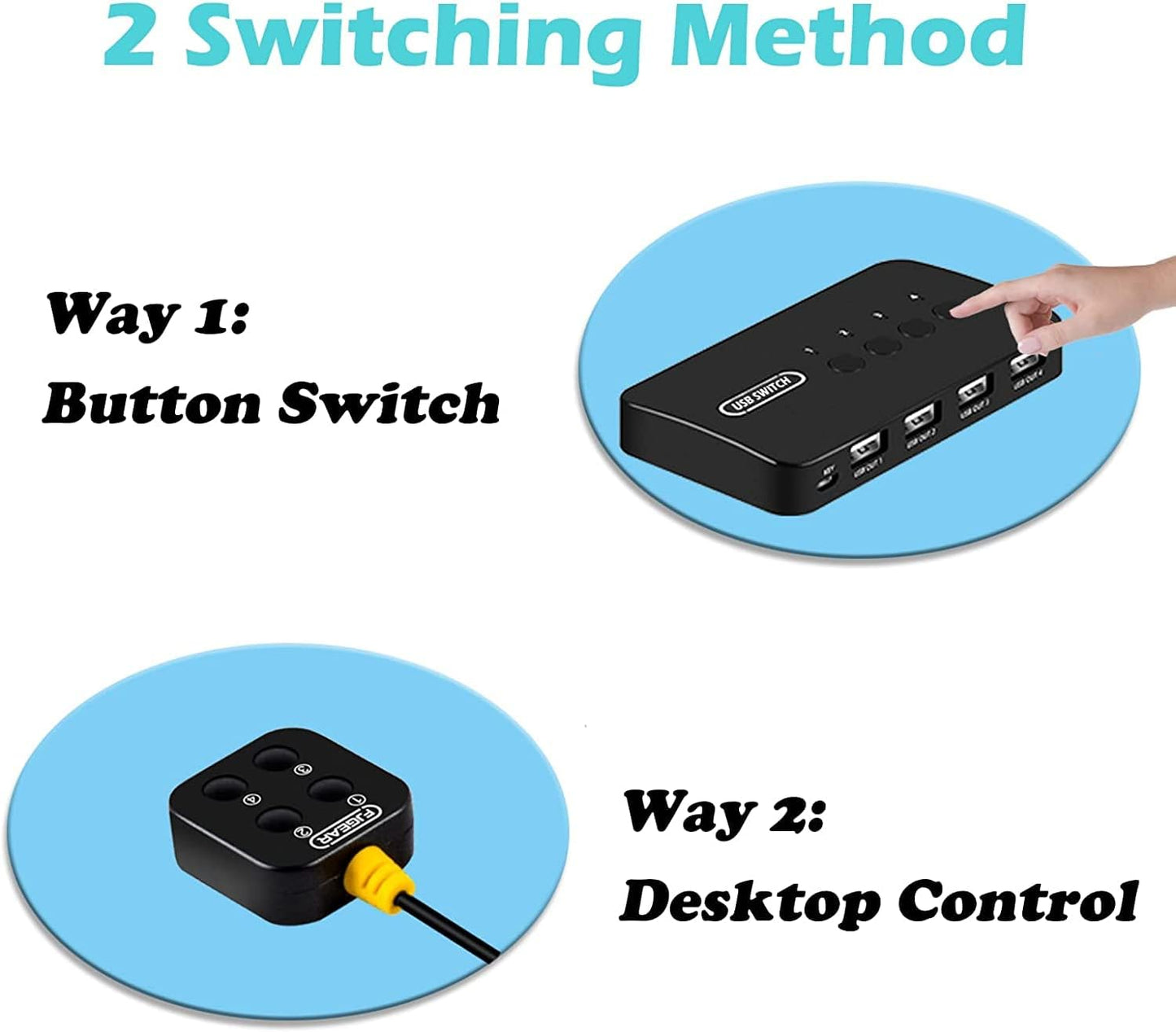 DGODRT 4 4 4 4 4 USB Switch in Out, USB Switcher Selector Port for Computer Share Devices Keyboard Mouse Printer