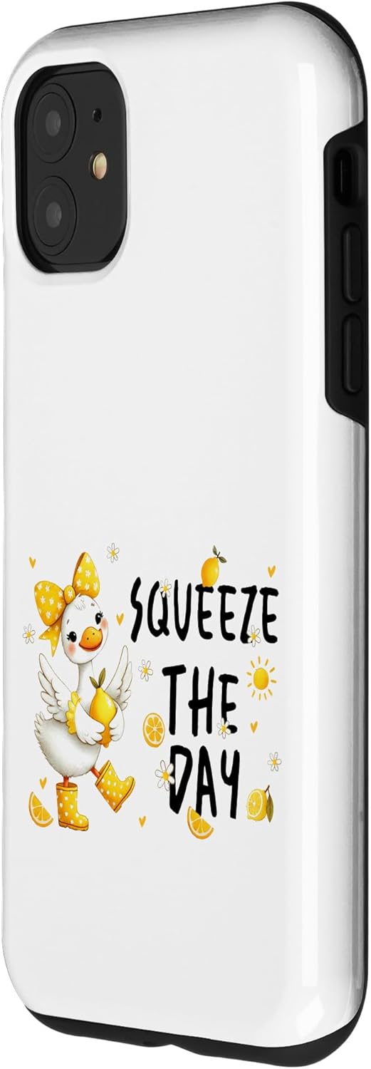 Citrus Cheer Creations 11 Happy Duck Lemon Citrus Whimsical Daisy Spring Design Case for iPhone