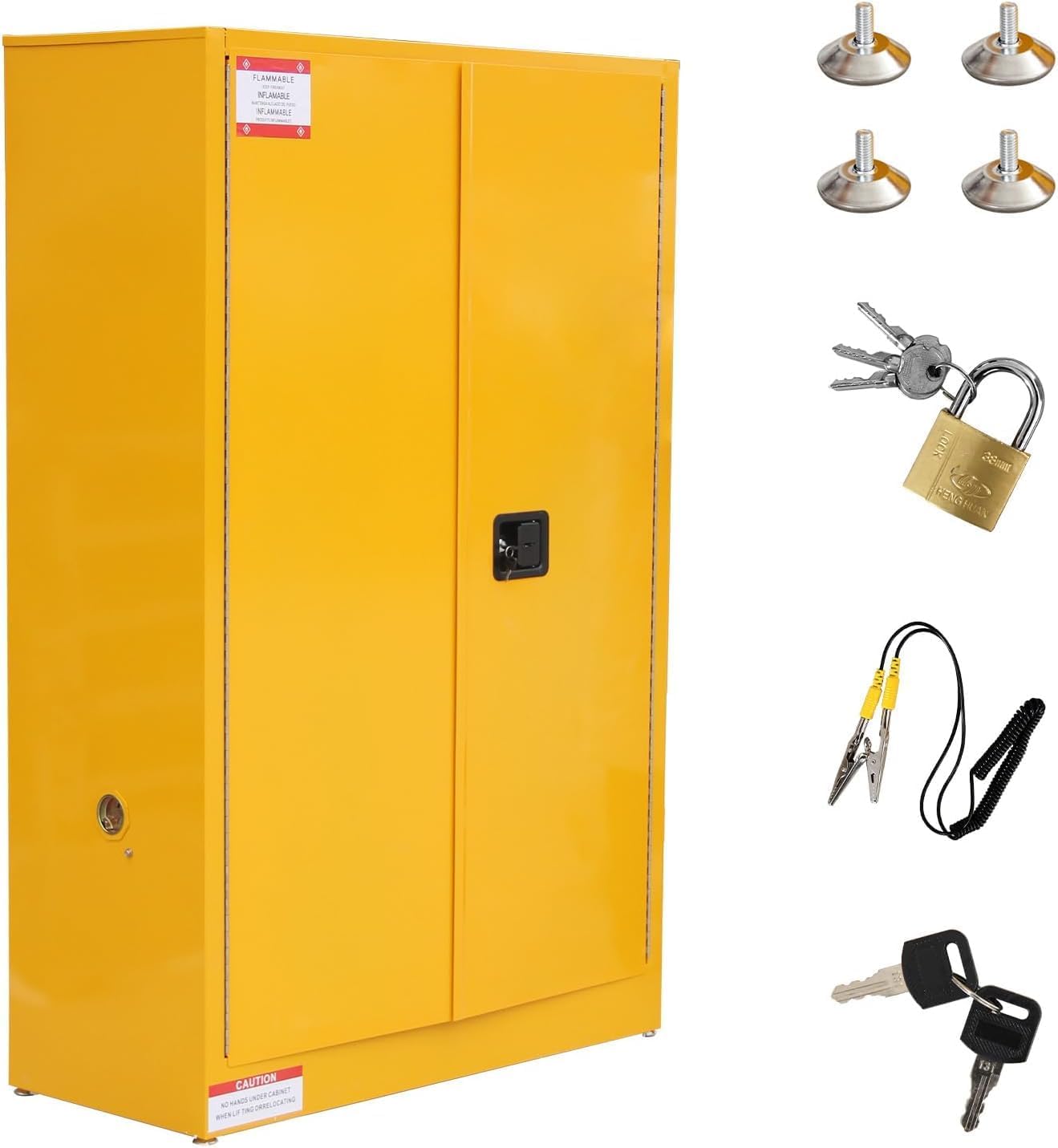 EliteEdge 45 Gal Flammable Safety Cabinet, 43" x 18" x 65" Galvanized Steel Industrial Flammable Liquid Storage Cabinet with Adjustable Shelves, Fireproof Double-Wall Design, Manual Close Doors