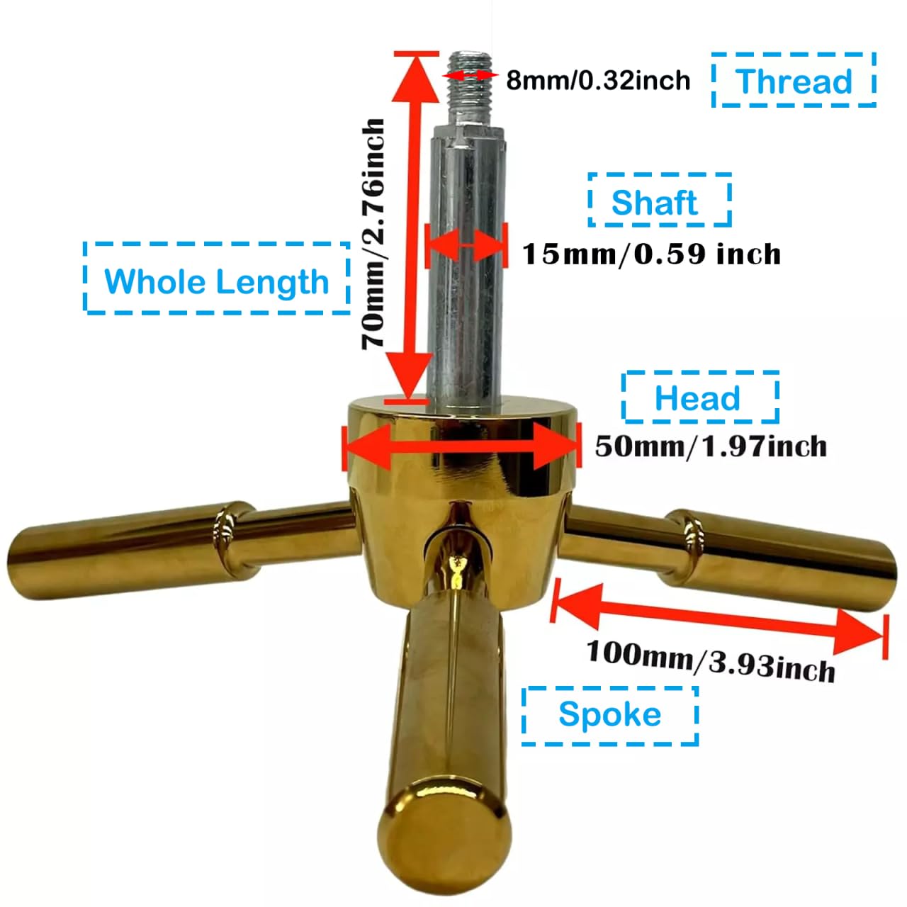 WAH LIN PARTS 3 Spoke Gun Safe Handle Replacement, Gold Finish Heavy-Duty Handle for Safe Box, Gun Safes, Vault Doors, Gun Safes,Fireproof safes and Vault Doors