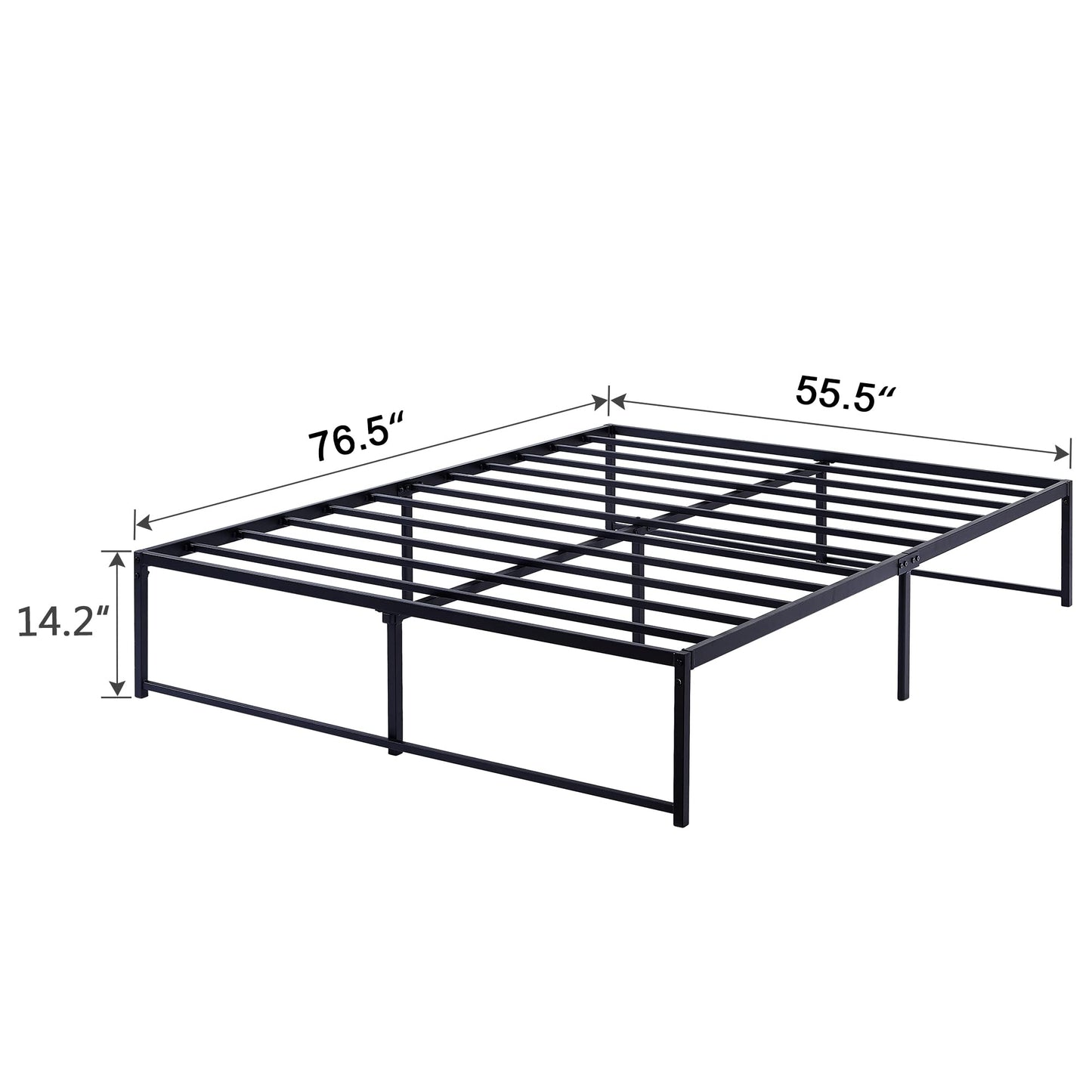 VECELO Full Size Metal Platform Bed Frame No Box Spring Needed 14 Inch Heavy Duty,Matte Black