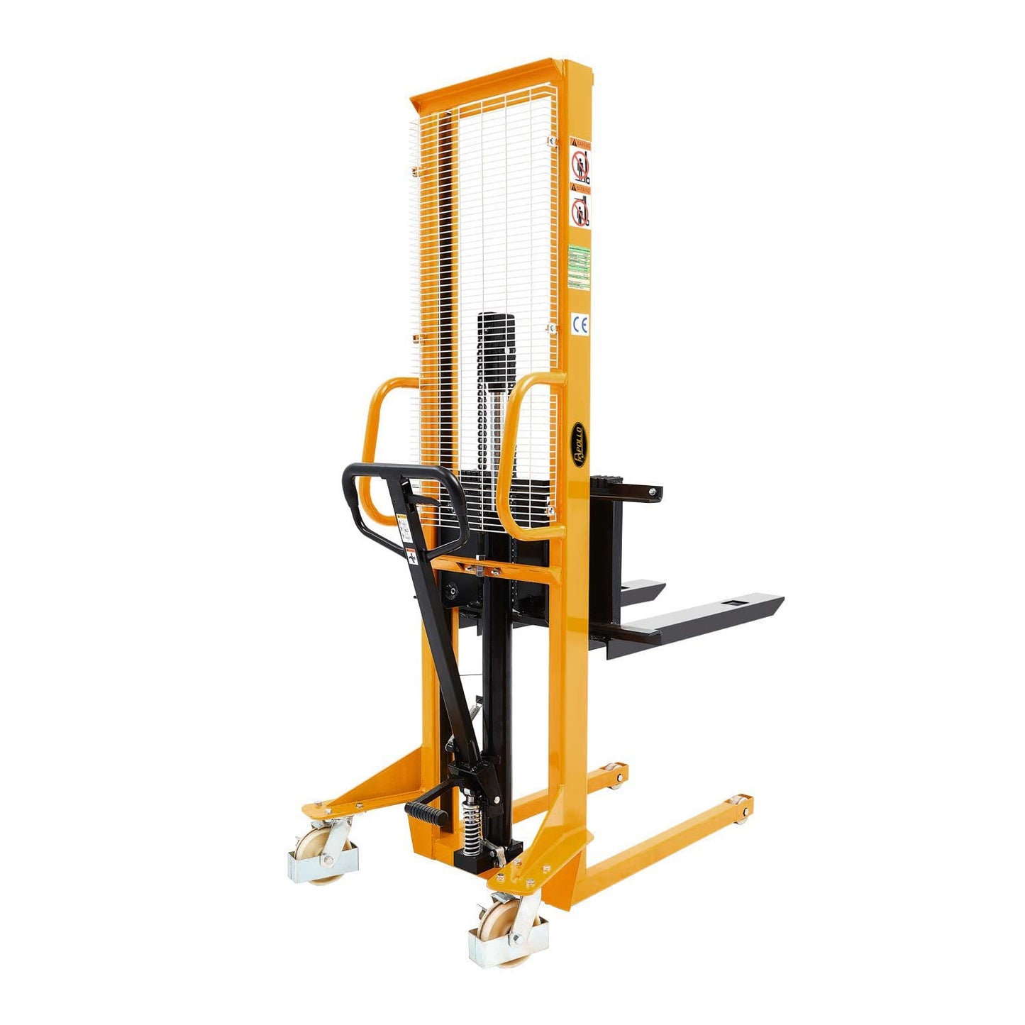 APOLLOLIFT Manual Stacker Hand Pallet Forklift 1100lbs Capacity 63" Lifting Height with Fixed Legs and Adjustable Forks Suitable for Open Bottom Pallet