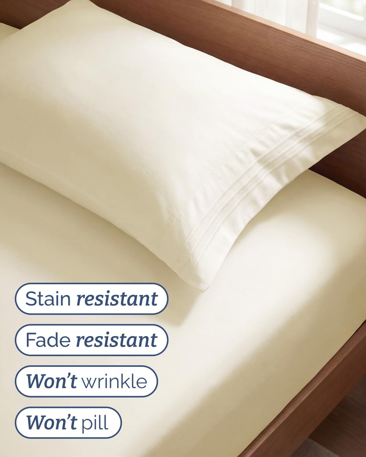 Comfy Twin Size 3-Piece Sheet Set | Breathable & Cooling Hotel Luxury Bedding - Ultra-Soft, Deep Pockets, Off White