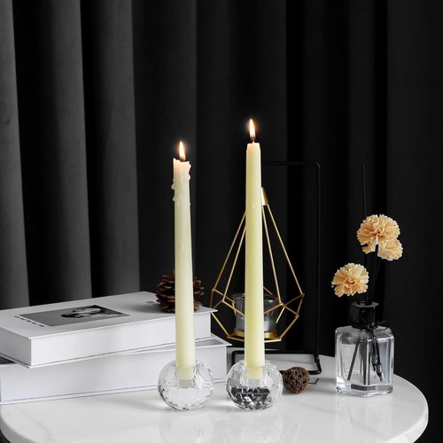 Crystal Ball Candle Holders by [Brand Name] - Elegant Taper Holder Set of 2 for Dining Table Decor | Clear