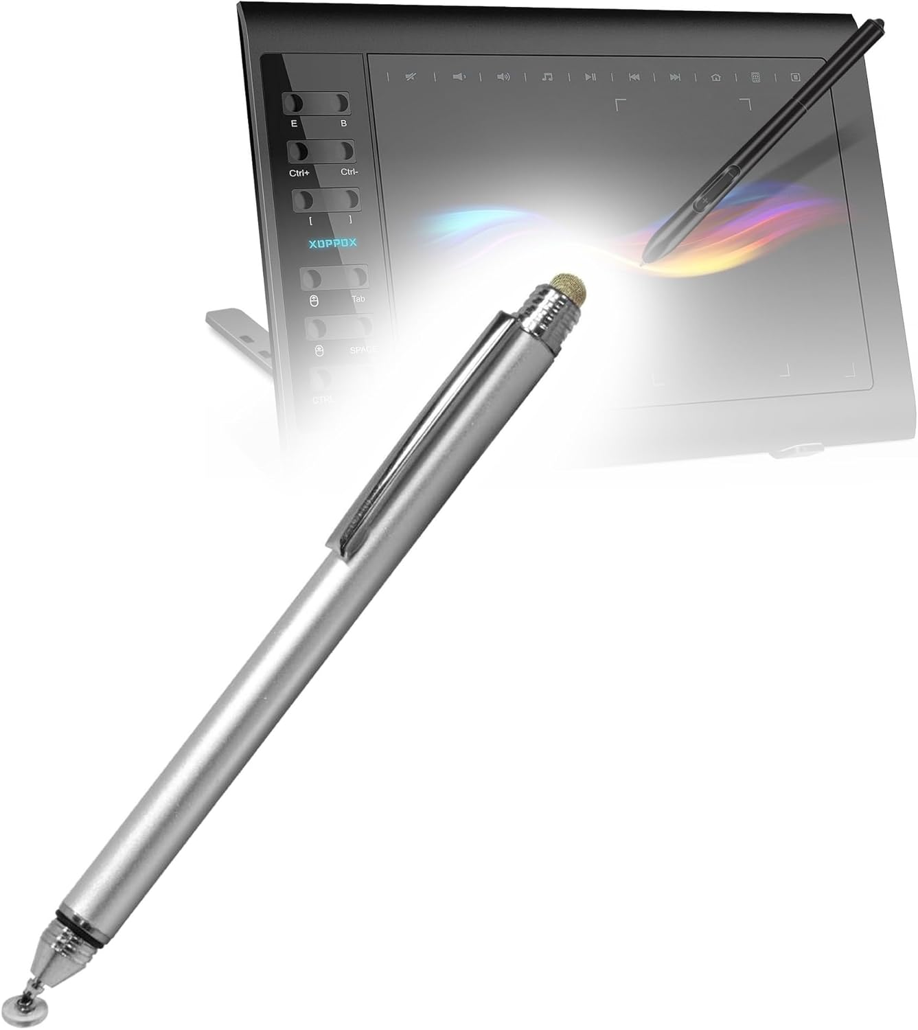 BoxWave VIN1060Plus Stylus Pen Compatible with XOPPOX Graphics Tablet - DualTip Capacitive Stylus, Fiber Tip Disc Tip