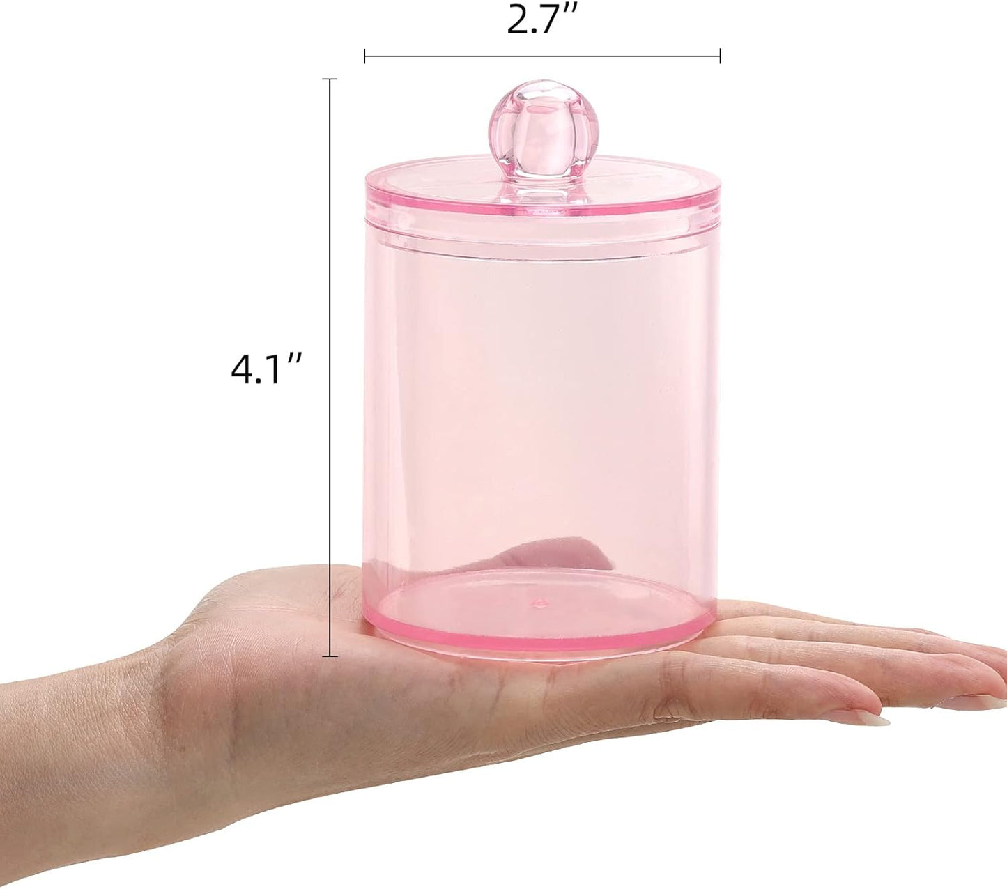 Tbestmax Qtip Holder - 2 Pack Bathroom Canisters for Cotton Ball & Swab Storage | Pink 10-Ounce