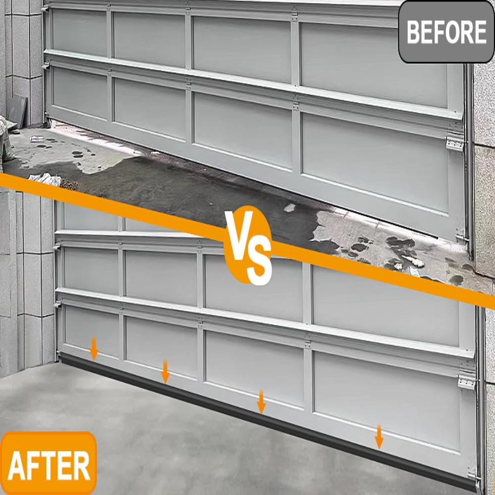Universal Garage Door Threshold Seals Bottom Rubber Replacement, weatherproofing Garage Door Weather Stripping with Nails (20ft)