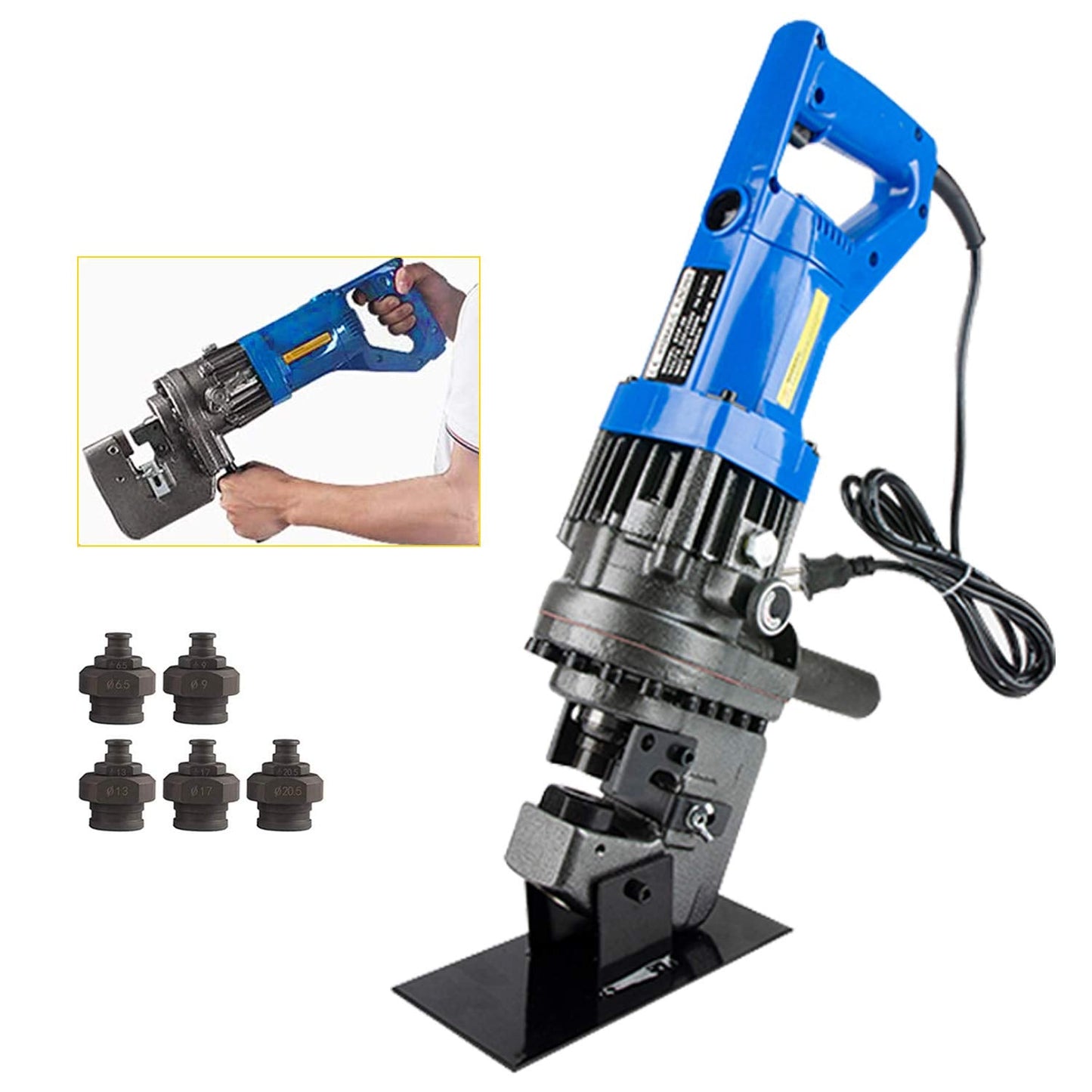 CGOLDENWALL 1300W Hydraulic Hole Punch Electric Hydraulic Hole Punching Tool Hole Digger for Steel Plate Iron Plate Aluminum Plate CE&ROHS Certificate with Pedal 110V