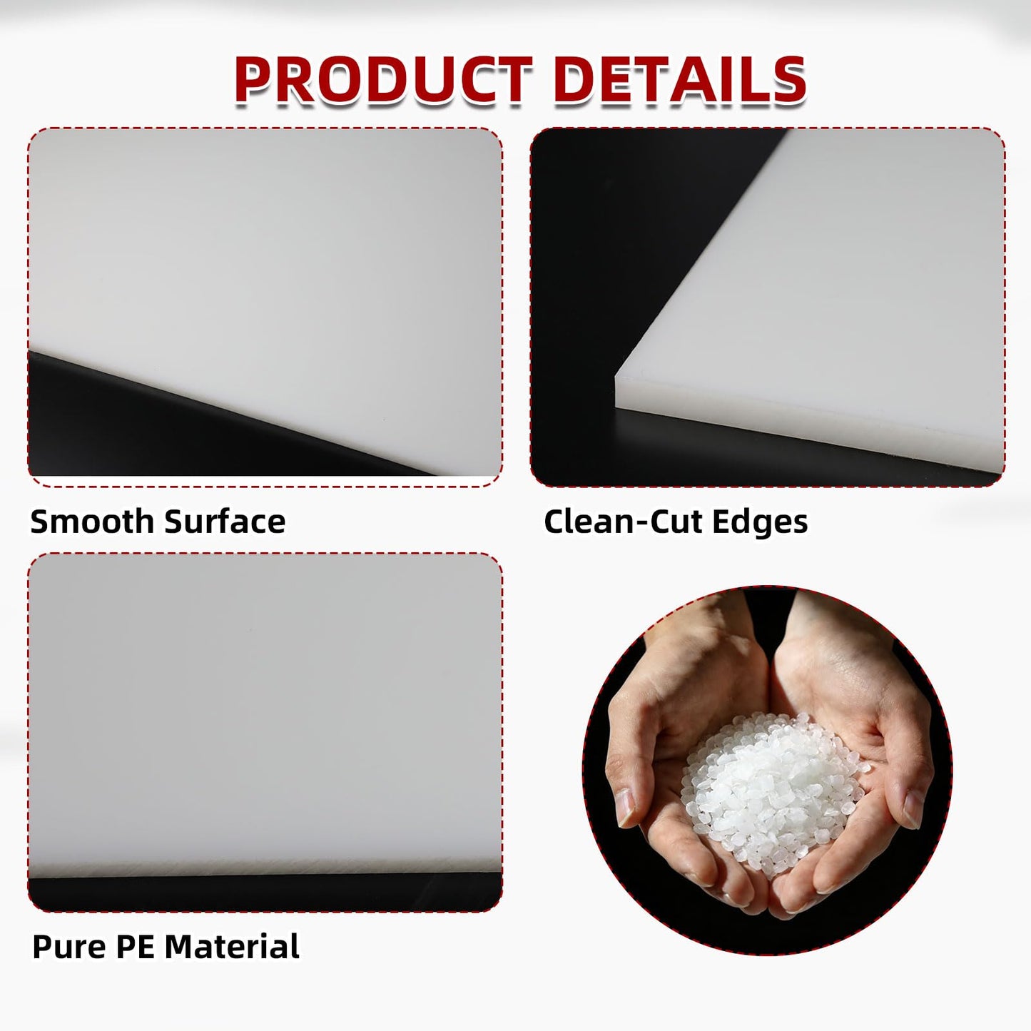 ATOLS HDPE Sheet, 1/2" Thick White/Black HDPE Plastic Board, 48"x24" High Density Polyethylene Sheet for DIY Crafts, Industrial Use & Marine Starboard