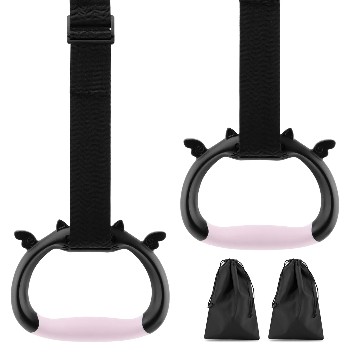 Kakalote Gymnastics Rings, Pull up Rings with Adjustable Strap Load Bearing 550lb, Gymnastics Ring Indoor Outdoor Pull-up Bar Strength Training Rings for Home Exercise