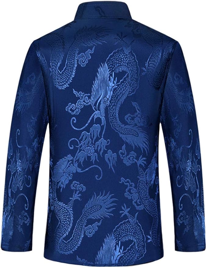 wecotton Tang Suit Men Hanfu Chinese Traditional Clothes Kung Fu Shirt Uniform Long Sleeved Coat Tops and Pants