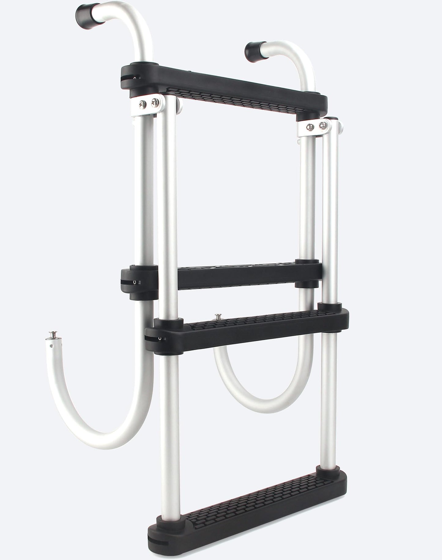 Mojiate 4-Step Aluminum Folding Boat Ladder | 500lb Capacity | Non-Slip Steps | Lightweight Removable Design for Pontoons, Yachts & Docks