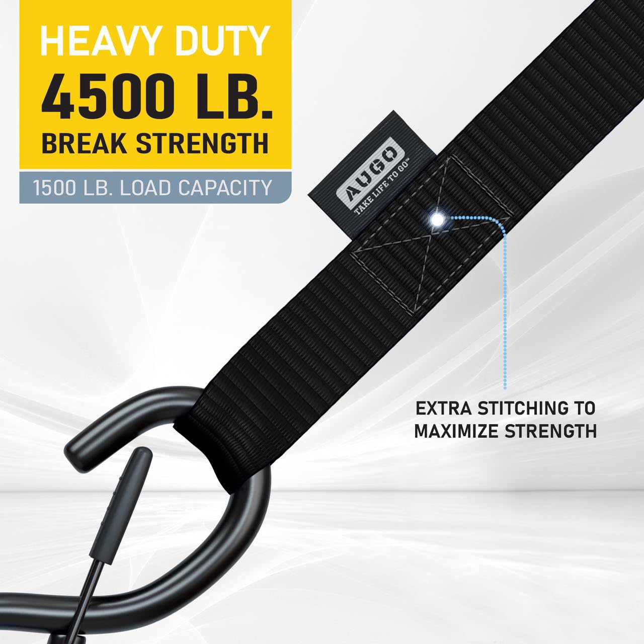 Soft Loop Tie Down Straps - 1,500 Load Capacity & 4,500 Lbs Breaking Strength - 6 Pack - Loops for Securing ATV, UTV, Motorcycles, Scooters, Dirt Bikes, Lawn & Garden Equipment - by AUGO