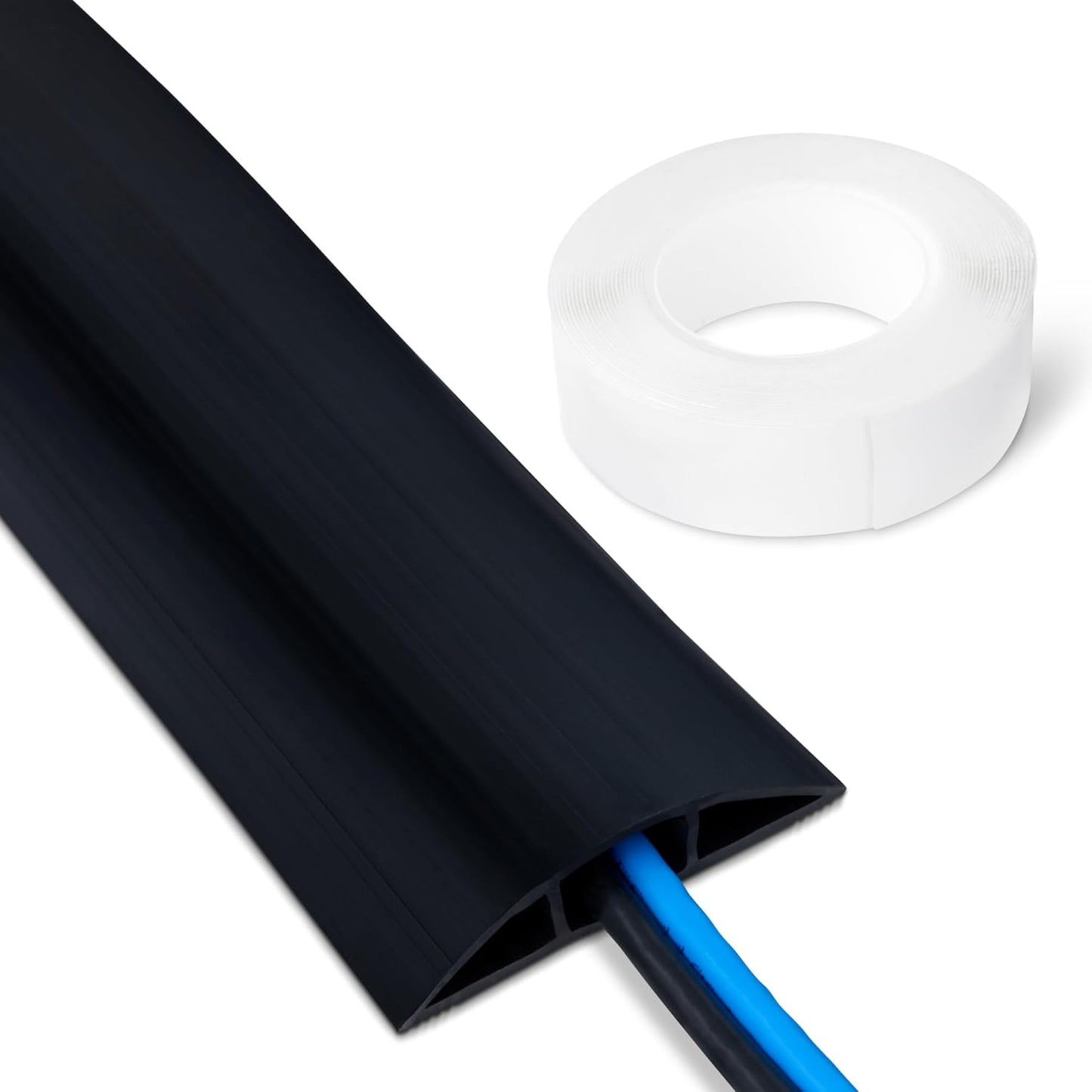 Amazon Basics 6ft 2.6" Floor Cord Cover, Length, Diameter, Cable Protector, Black