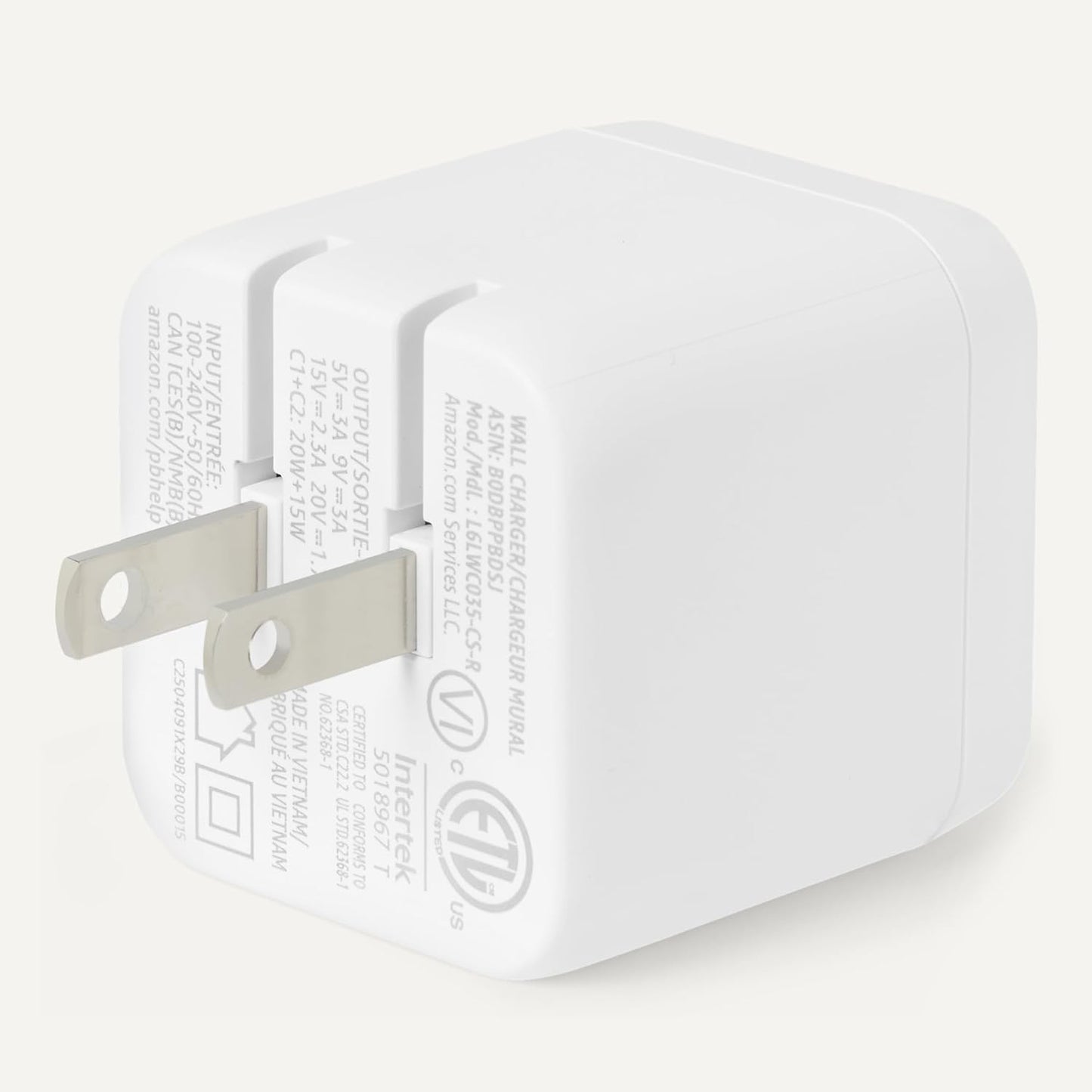 Amazon Basics 35W 2-Port 2 Fast Charging USB-C Nano GaN Wall Charger, for Phones, Tablets, Charge Devices