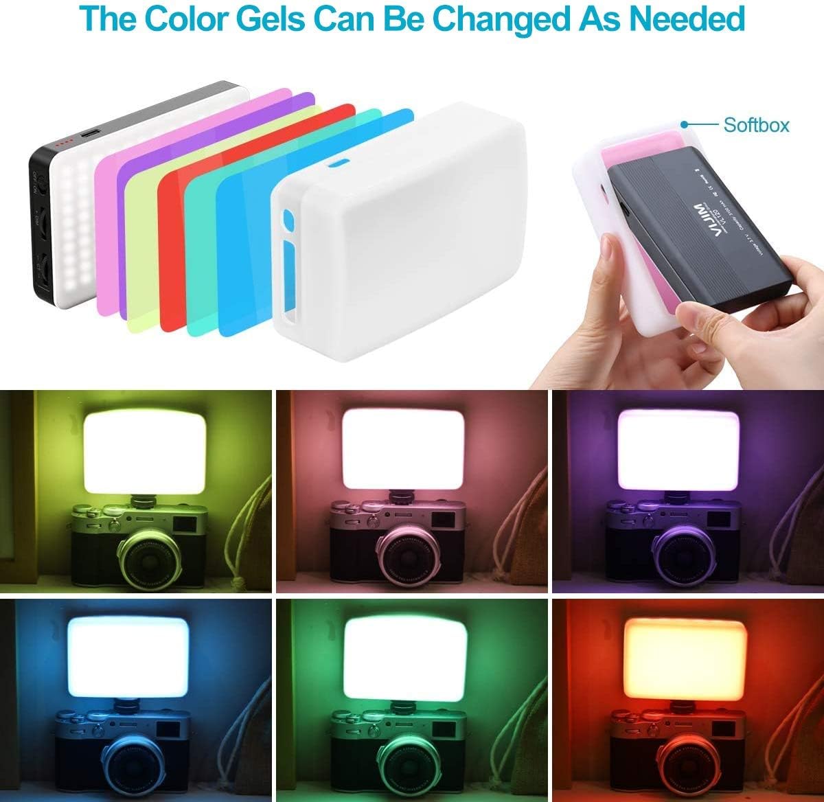 VIJIM VL120 120 3200K-6500K Dimmable, CRI95+, 3100mAh LED Video Light on Camera, Mini Rechargeable LED Photography