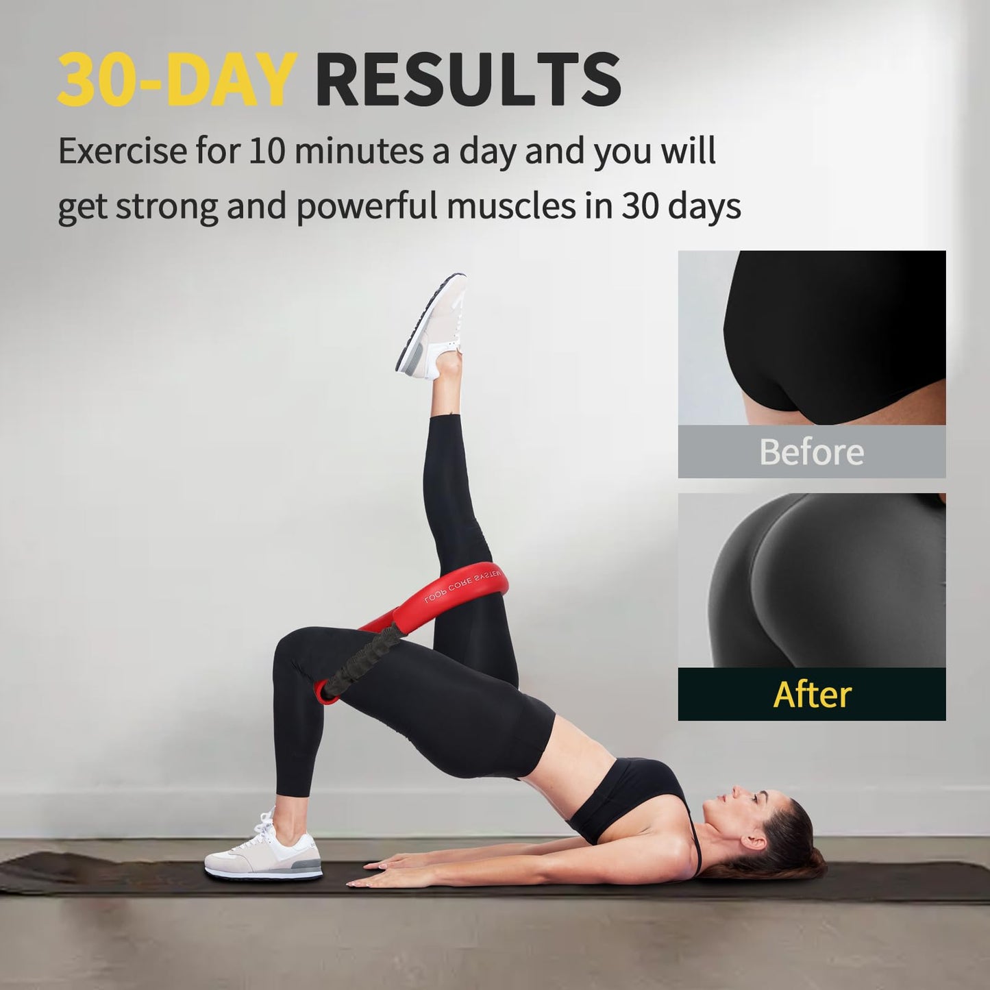 Hip & Core System, Resistance Loop to Stretch, Core Fitness Glute Workout Bands (3pcs Set and 5 mini Resistance Bands)