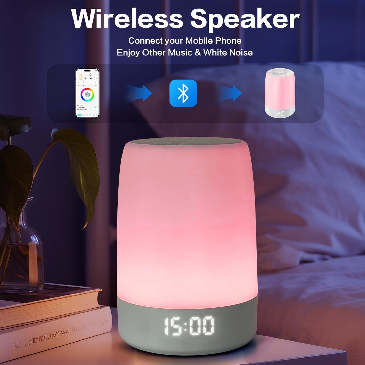 Teen Sound Machine - Bluetooth White Noise Machine with 32 Soothing Sounds & Wake-Up Light