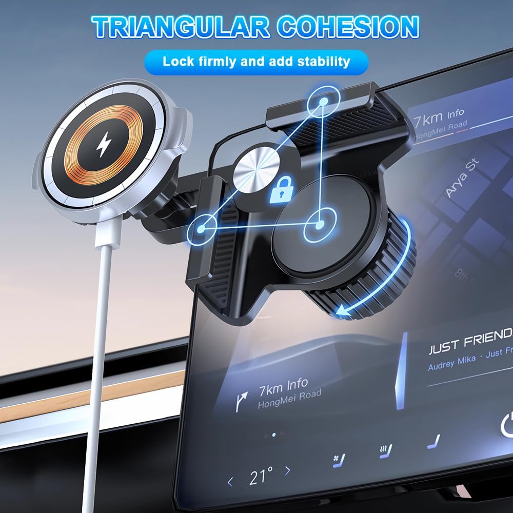 Cxqbsmy 3/Y/S/X/Cybertruck, Mobile Phone Holder for Tesla Model Strong Magnet for MagSafe Adjustable Car Mount, Car
