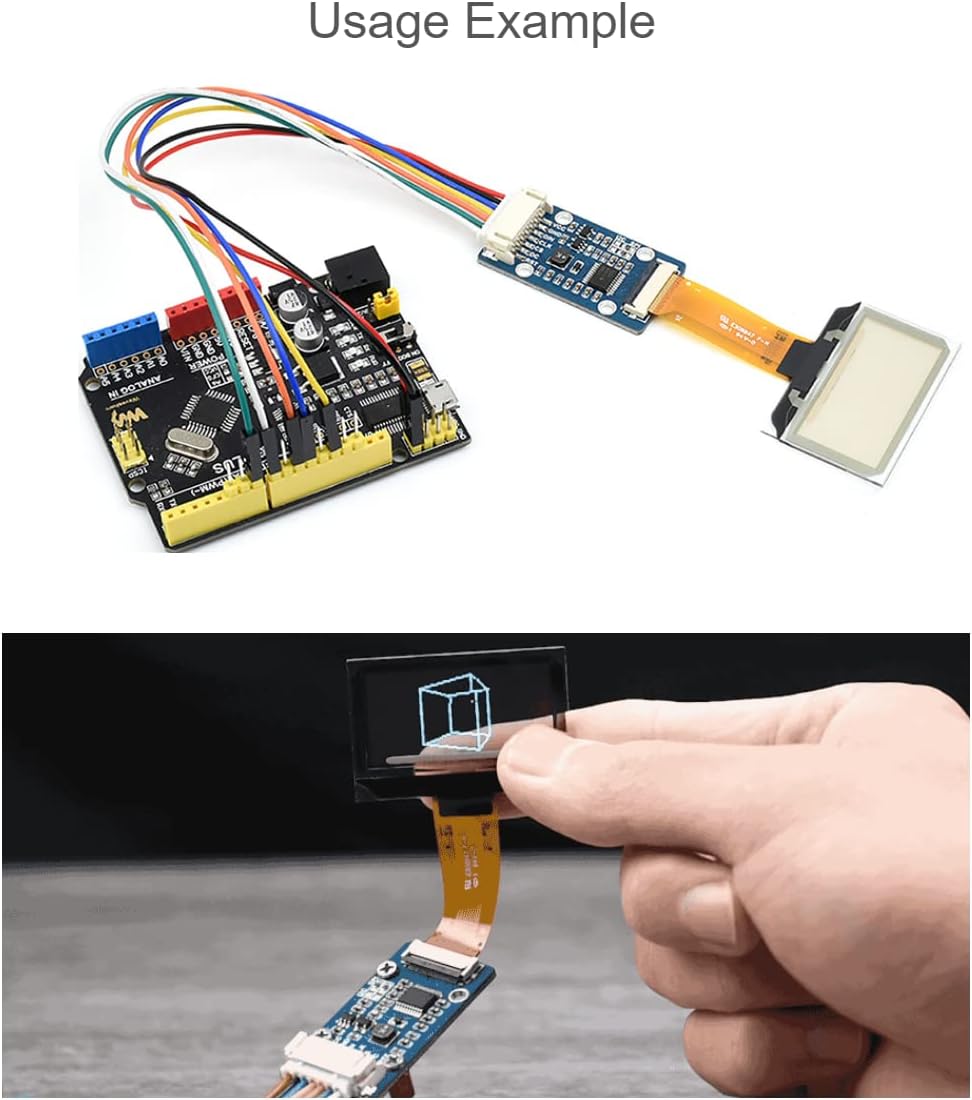1.51inch 12864 Pi/Arduino/STM32,Full Chip,SPI/I2C Transparent OLED Display Module Resolution Light Blue Color Display