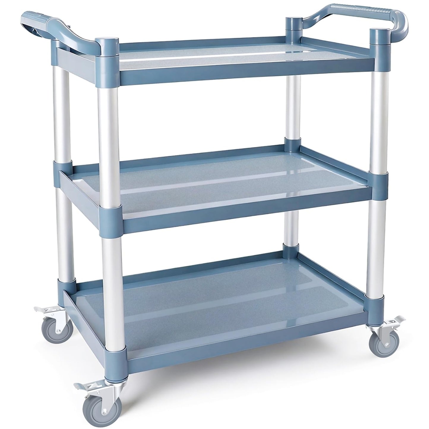 Aimoly 3-Tier Rolling Utility Cart on Wheels, 510 lbs Capacity Utility Service Cart, Commercial Kitchen Cart with 4 Lockable Swivel Casters for Restaurant/Home/Warehouse/Office (31.5X 15.75x 37.4 in)