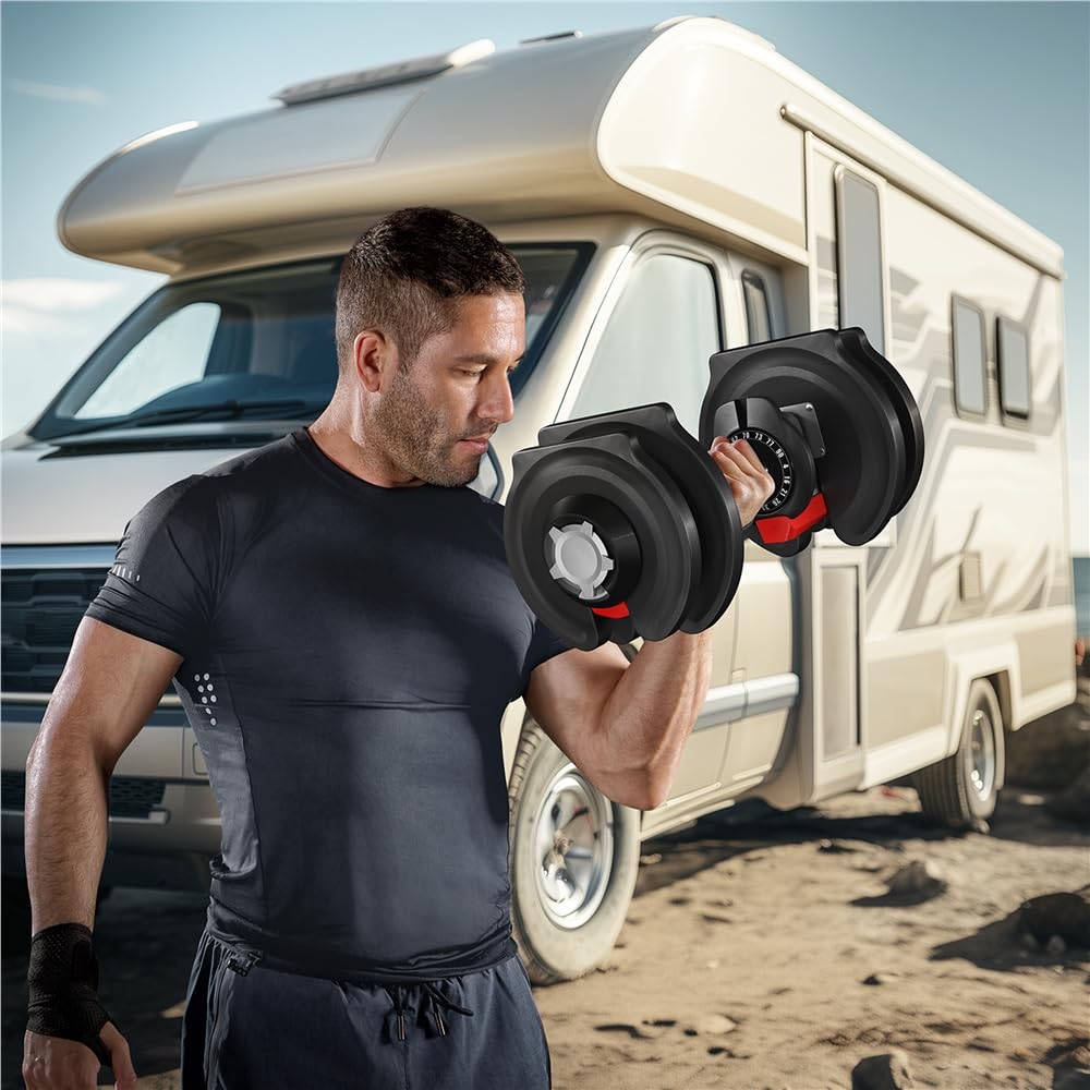 Yaheetech Adjustable Dumbbells Set 28LB Adjustable Weight Pair Fast Adjust Dumbbells 2PCS