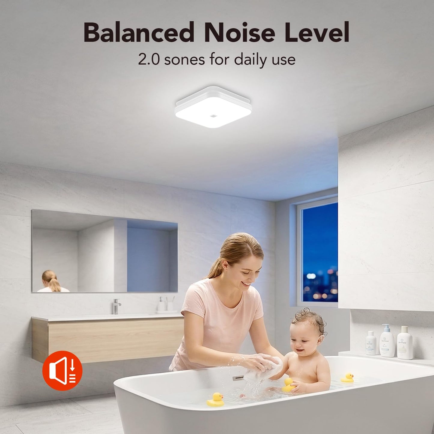OREiN 2-in-1 Bathroom Exhaust Fan with Light, 110 CFM Shower Vent Fan, Quiet 1.5 Sones DC Motor, 1000LM Bright LED, 5000K, ENERGY STAR, HVI/FCC/ETL, Easy Retrofit Installation (Cut-Out 7.36" x 7.68")