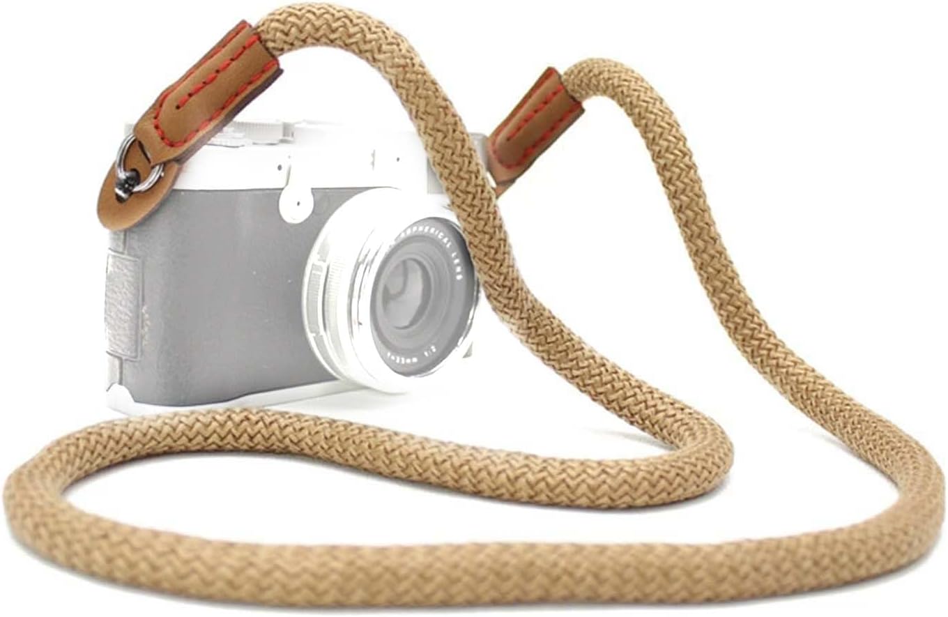Generic Adjustable Rope Camera Neck Strap Braided Shoulder Strap with Secure O-Ring & Soft Leather Pad for DSLR