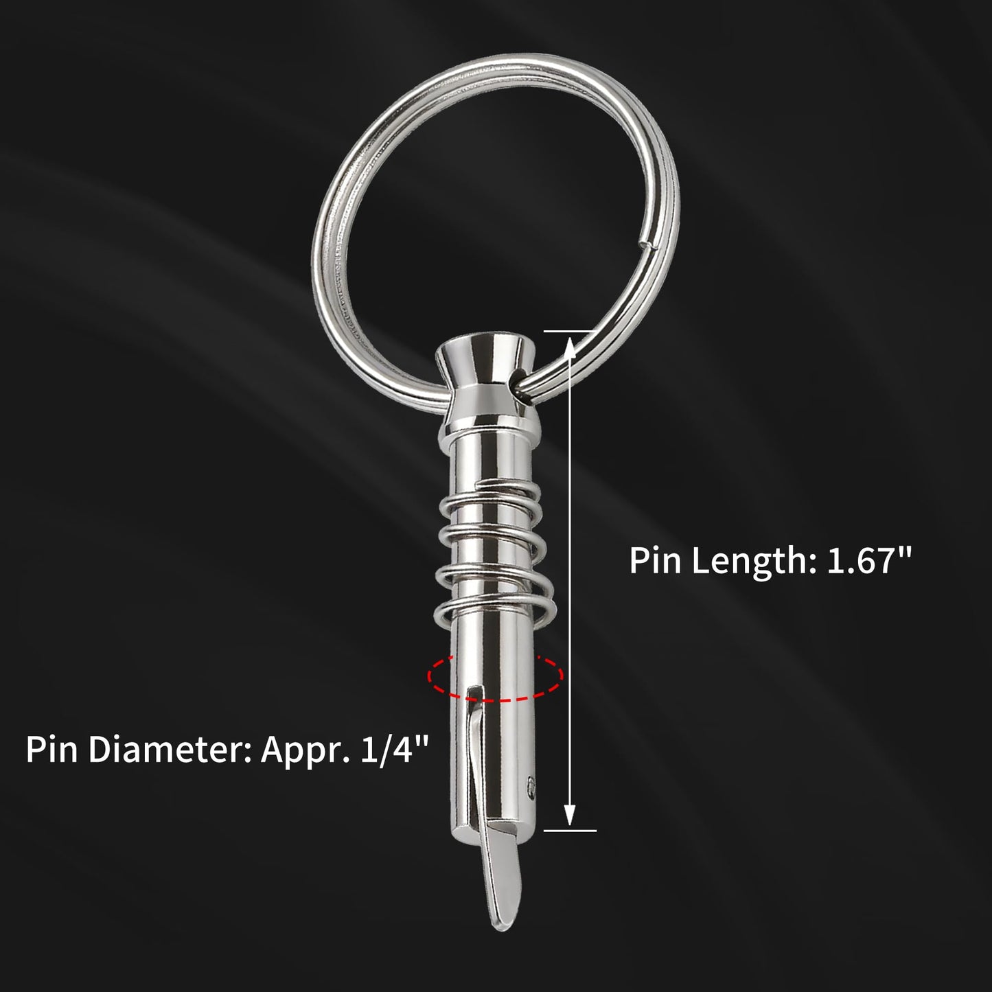 Laorde Bimini Top Quick Release Pins 1/4 inch Diameter with Drop Cam and Spring, Usable Length 0.9 inch, Full 316 Stainless Steel, Marine Hardware (4 PCS)