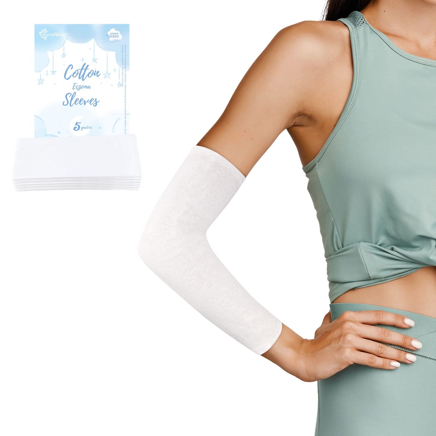 Evridwear Eczema Arm or Leg Sleeves, 5 Pairs Pure Cotton Fabric Prevent Scratching and Rubbing Eczema Skin Diseases Diabetes for Adults(M)