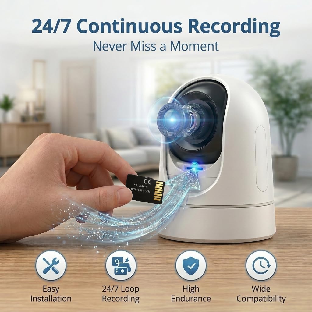 SECUPOE 64GB 10 FAT32 24/7 TF Memory Card Class High Speed Reading/Writing for Security Camera Dash Cam Recording,Black