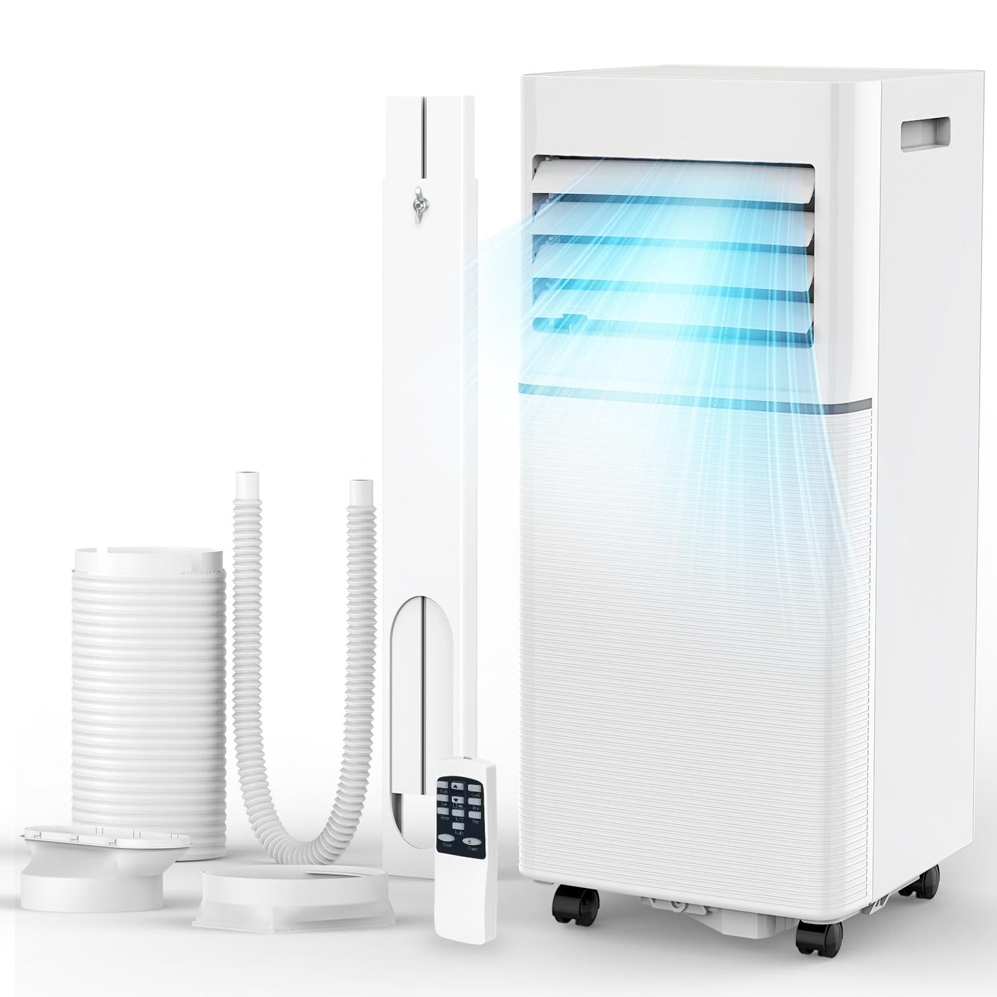 Electactic Portable Air Conditioner 10,000 BTU, 3-in-1 AC Cooler Dehumidifier Fan with LED Display, Remote Control, Quiet, Sleep Mode, 360° Casters, Window Kit for Room Office Apartment Garage