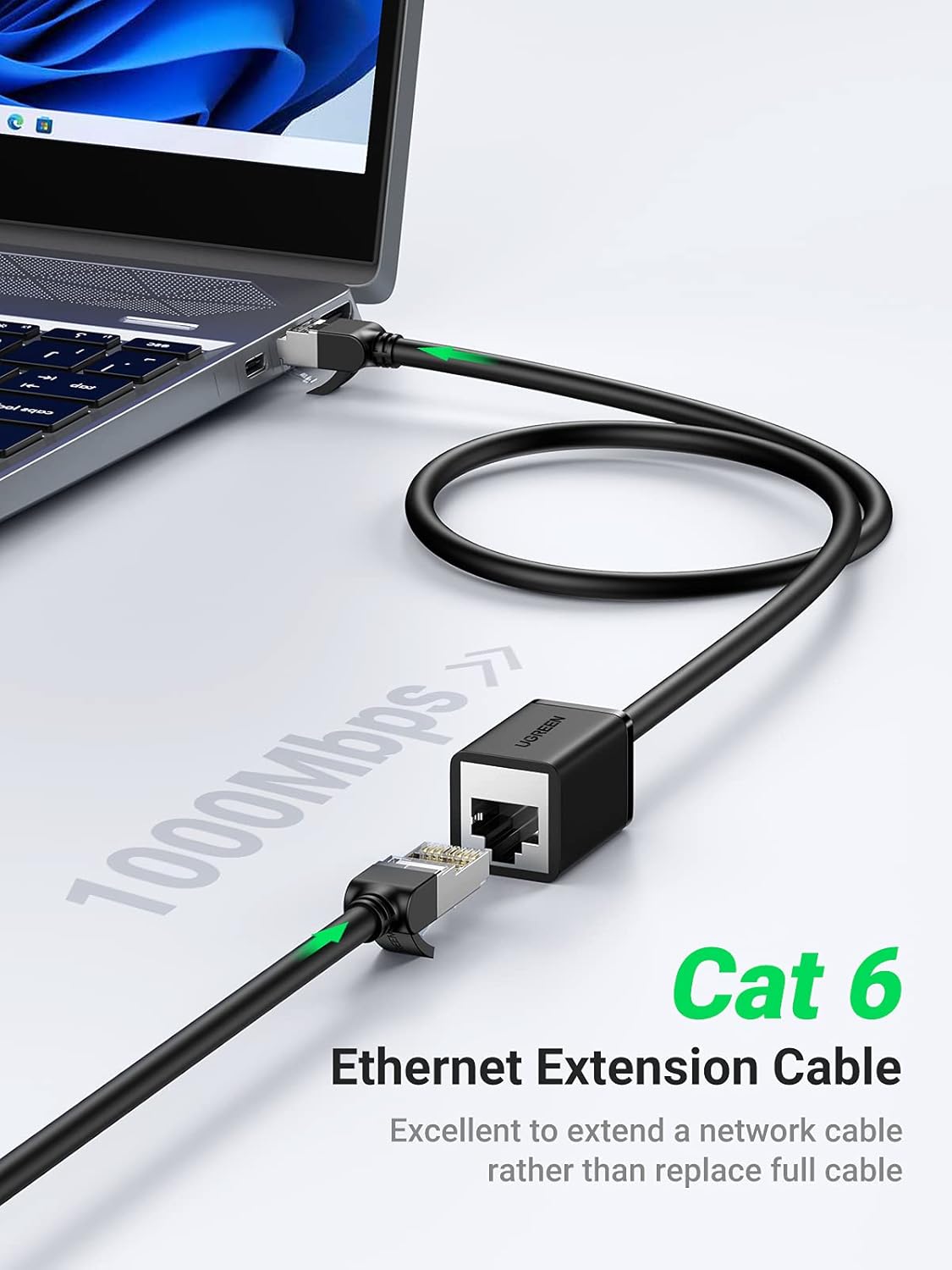 Cat6 6 RJ45 1.5FT UGREEN Ethernet Extension Cable LAN Cable Extender Cat Network Patch Cord Male to Female Connector
