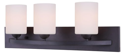 Canarm LTD IVL370A03ORB-O Hampton 3 Light Vanity, Oil Rubbed Bronze with Flat Opal Glass, Oil-Rubbed Bronze
