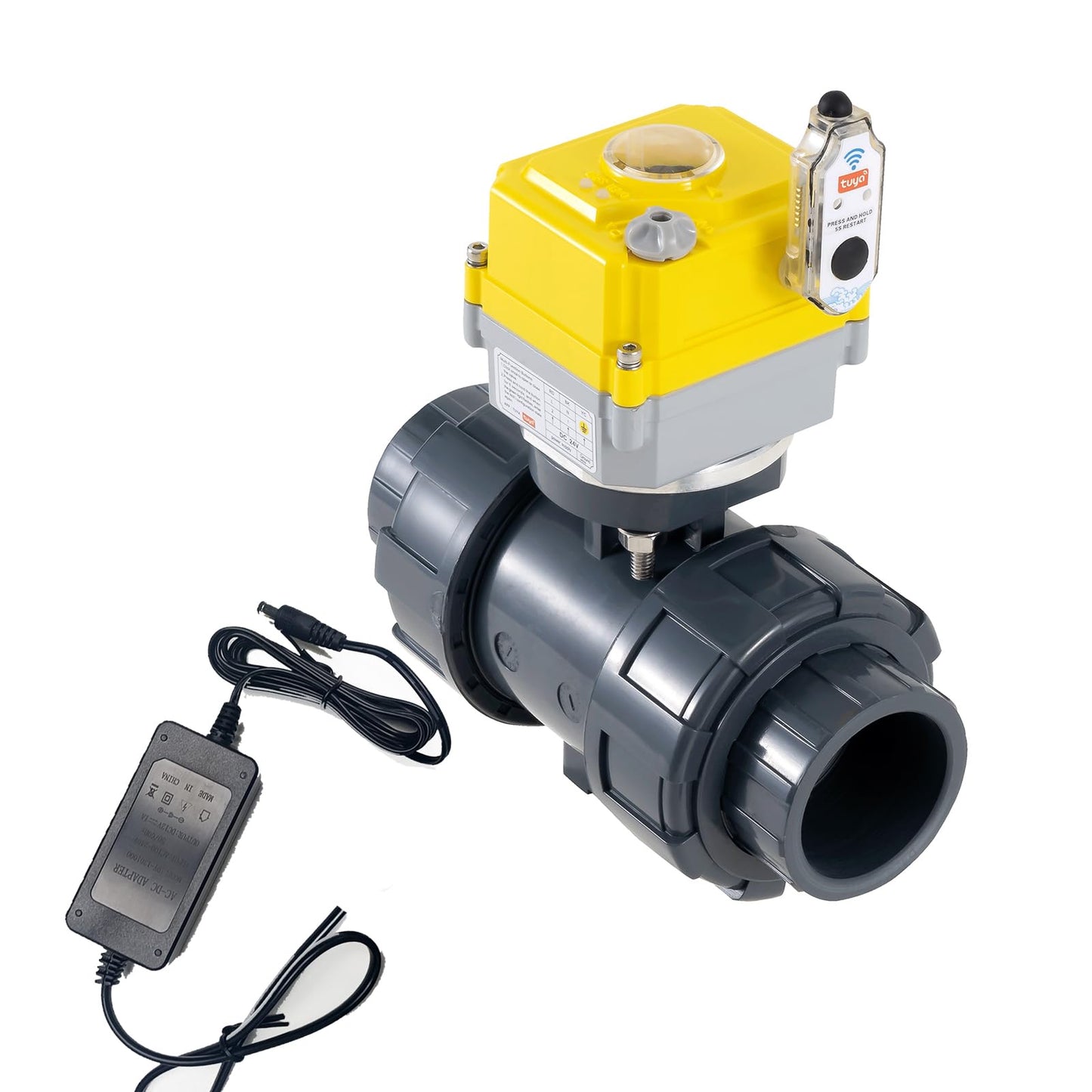 ABPLAG Smart WiFi Water Valve - 2.0-inch Electric Ball Valve with DC24V Actuator/AC110V-230V Power Adapter, TUYA-APP Control, Timed Automatic Shutdown of Home/Industrial Pipes