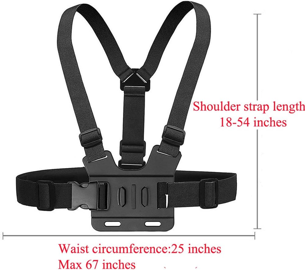 Walway Adjustable Chest for Mount Harness Most Action Cameras, Fully Adjustable Strap Size
