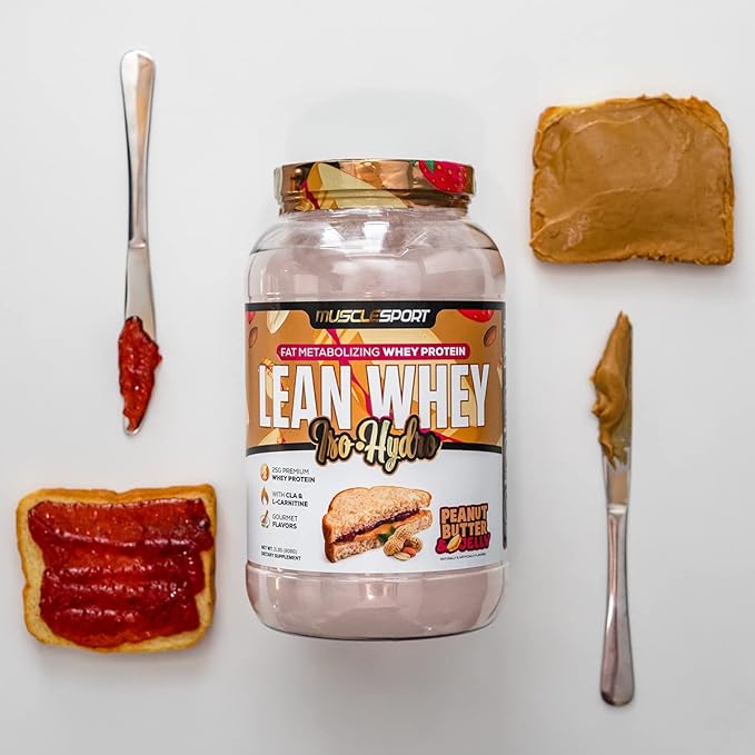 Musclesport Lean Whey Revolution?? Whey Protein Isolate with Hydrolyzed Whey - Low Calorie, Low Carb, Low Fat, Incredible Flavors - 25g Protein per Scoop (2LB, Peanut Butter & Jelly)