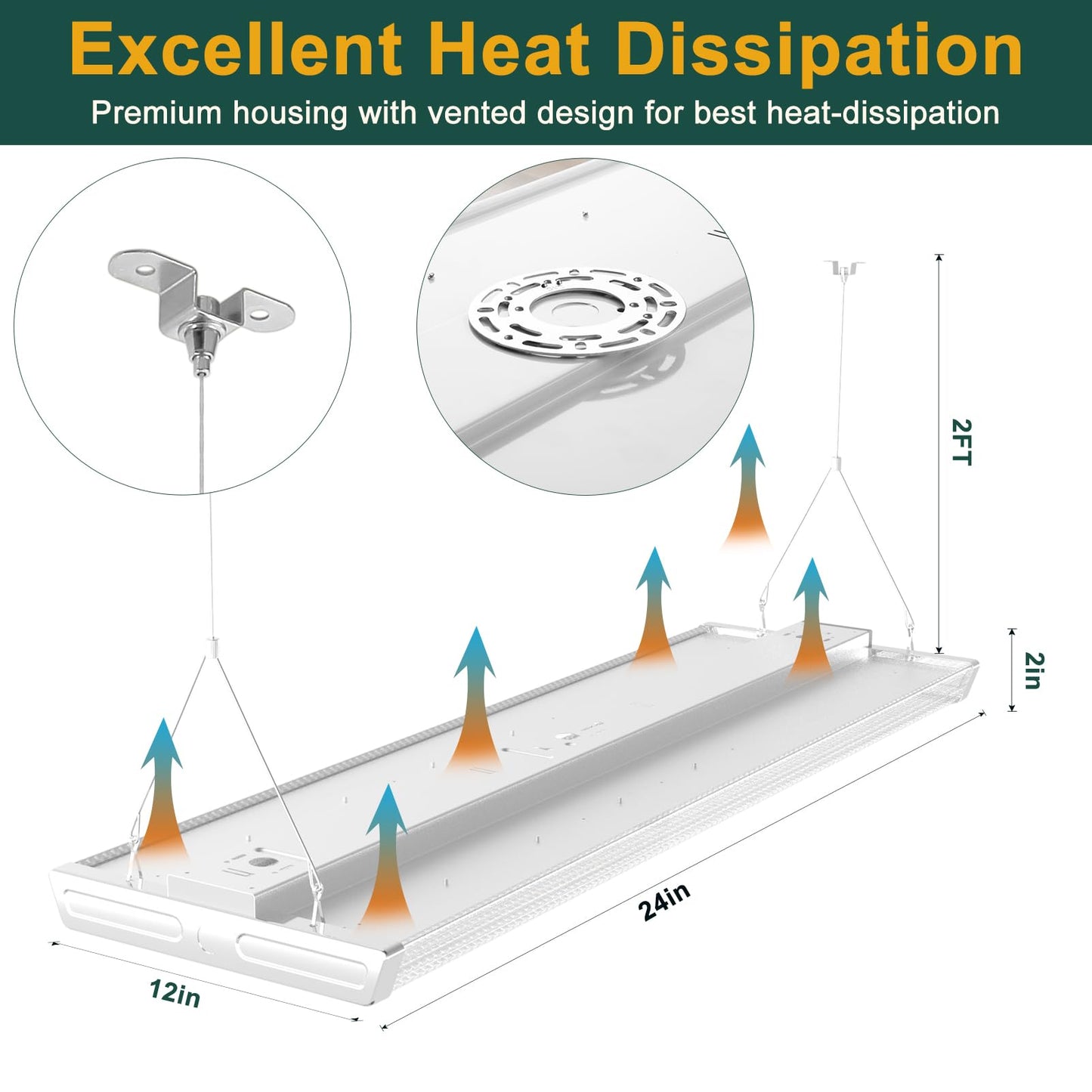 ACOHOOK 2FT 200W LED Commercial Linear High Bay Light 28000LM[Eqv.960W MH/HPS],AC100-277V【Driver Equipped】 5000K,Linear Hanging High Bay Light-4Pack