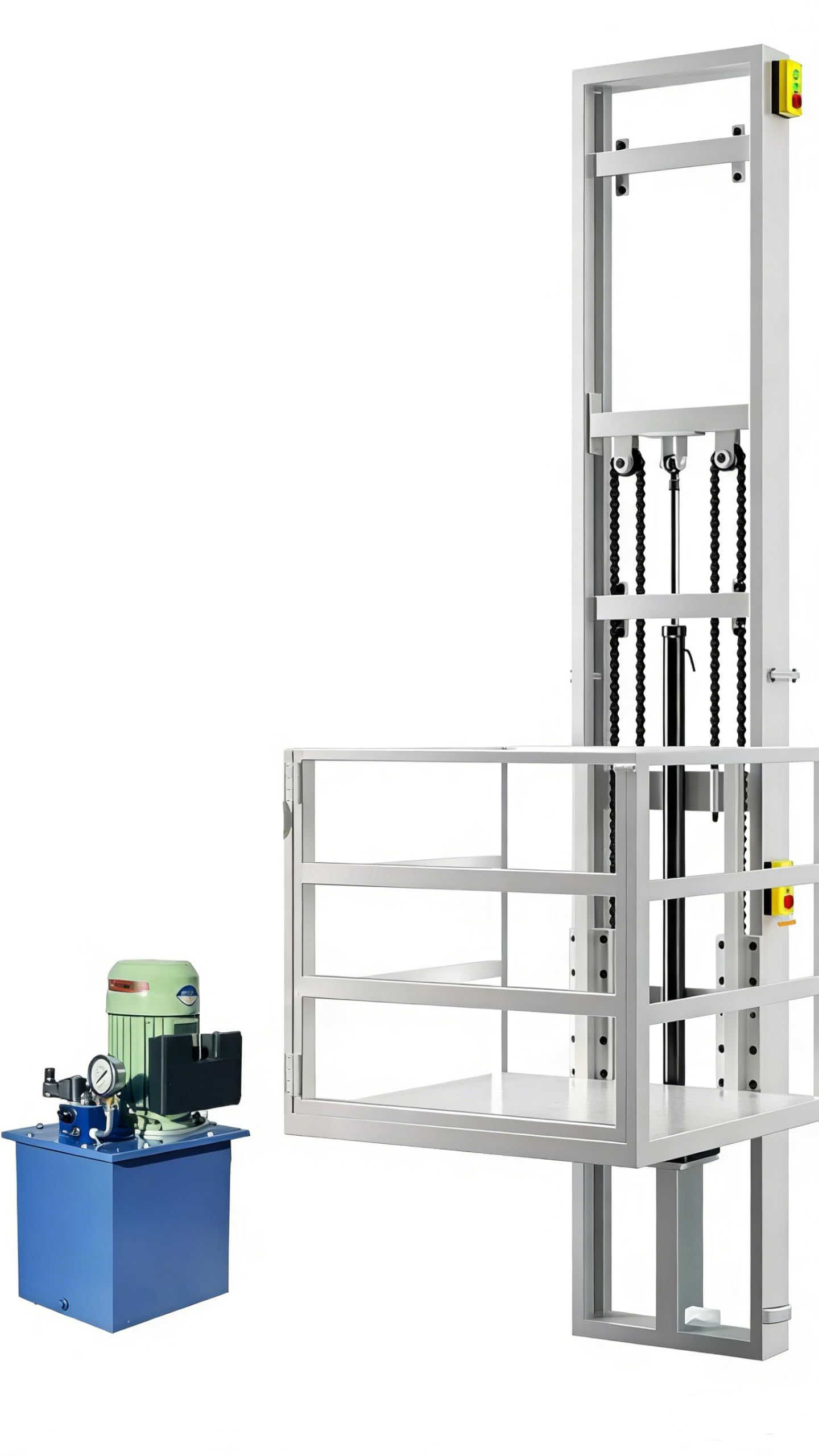 Anti-Crush Protection 1Ton/2200Lbs Load Electric Hydraulic Lift Platform, Wall Mounted Freight Elevator Rail Hoist for Factory Warehouse Home Use(9.8FT)