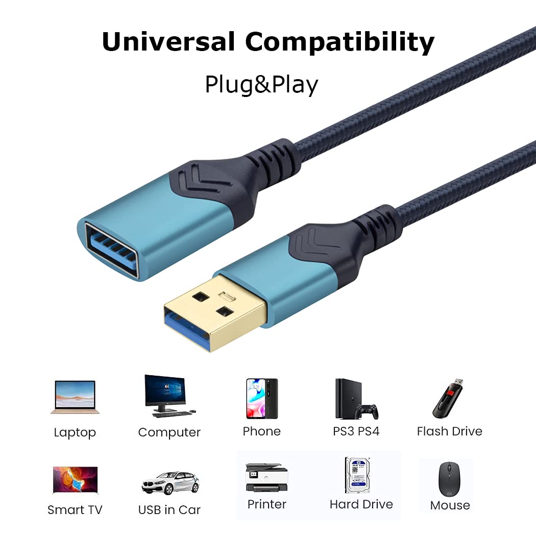 ROFICORD 3.0 [2Pack] 5FT 2Pack 5FT) USB Extension Cable, High Speed Extension Cable USB A Male to Female Extension Cord