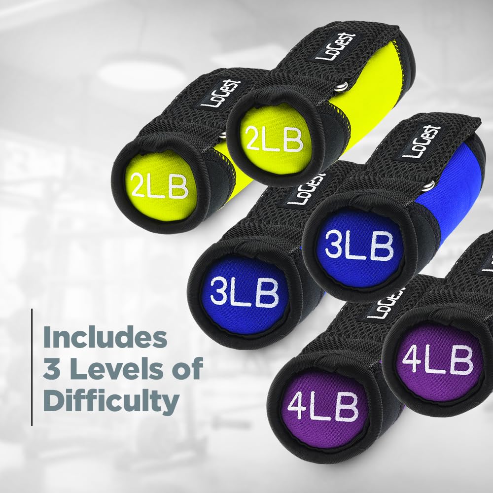 LoGest Soft Hand Weights with Adjustable Straps - Comes in 1LB Weights 2LB or 3LB 4LB - Comfortable Secure Weighted Neoprene Dumbbells with Straps for Walking Running Cardio Workout Physical Therapy