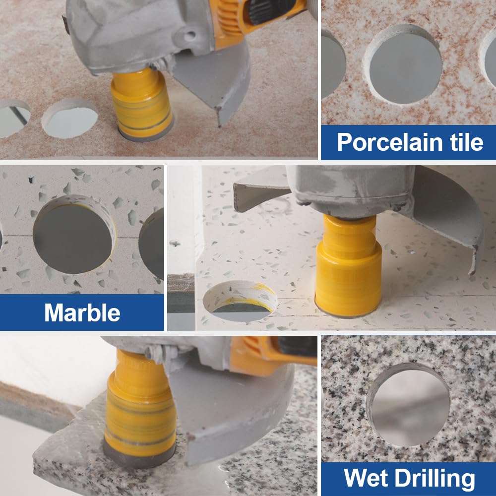 HIGHDRIL Diamond Drill Bits Kit with 5/8-11 for Porcelain Tile Ceramic Marble Brick Concrete Vacuum Brazed Hole Saw and HIGHDRIL Diamond Core Drill Bit - 6"(152mm) with 5/8-11 Thread Dry Drilling