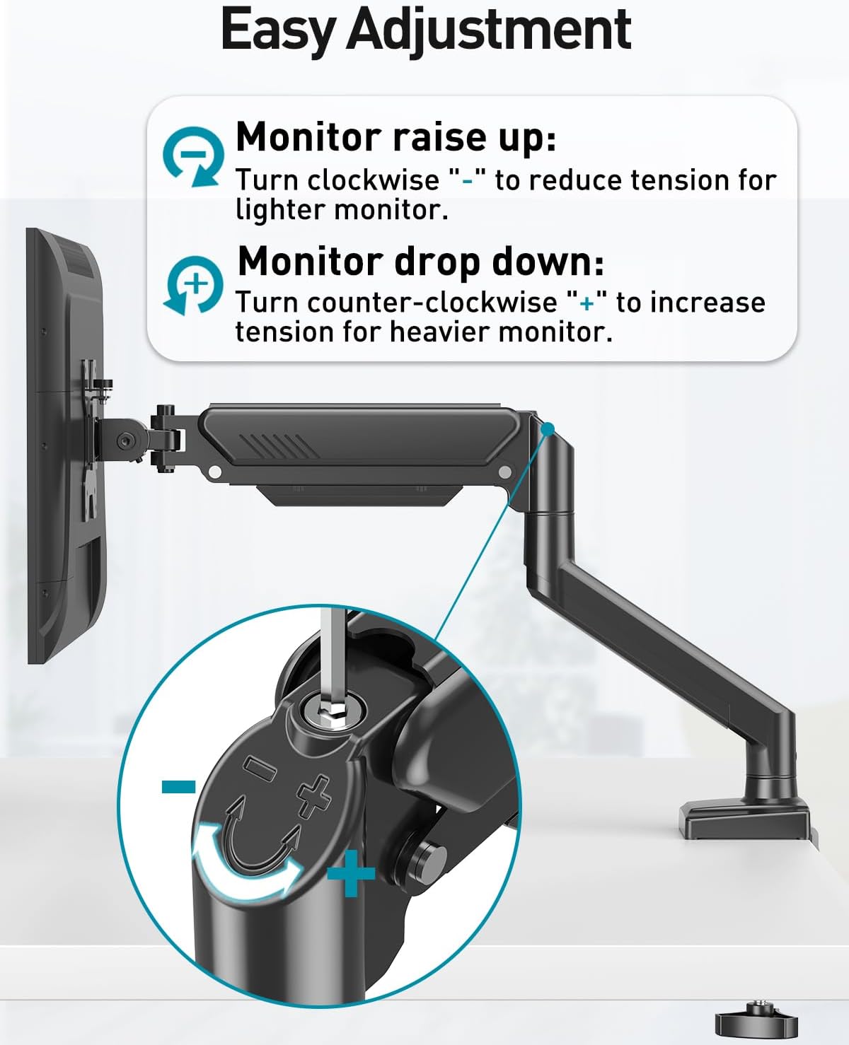 MOUNT PRO 13 32 inch 4.4 22lbs Clamp/Grommet 75/100mm Single Monitor Arm Desk Mount Fits to Computer Screens, Holds