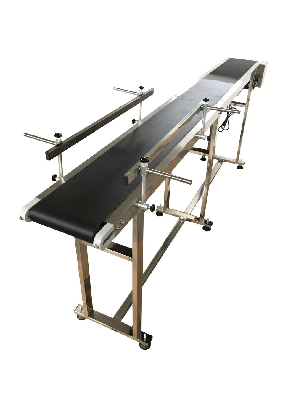 TECHTONGDA PVC Flat Conveyor Belt Systems Stainless Steel Frames Double Guardrails for Industrial Transport Conveyor Length 82.6inch Belt Width 7.8inch