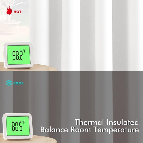 MIULEE Pure White Room Darkening Curtains - Thermal Insulated Energy Saving Drapes | 63 Inches Long, 2 Panels